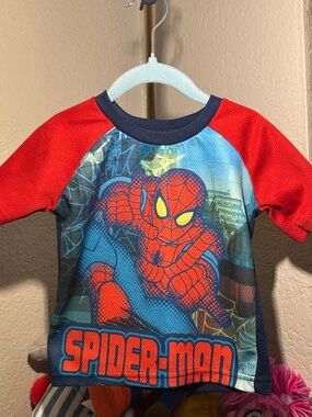 Marvel Kids Tee - Navy & Light Blue Spider-Web Print